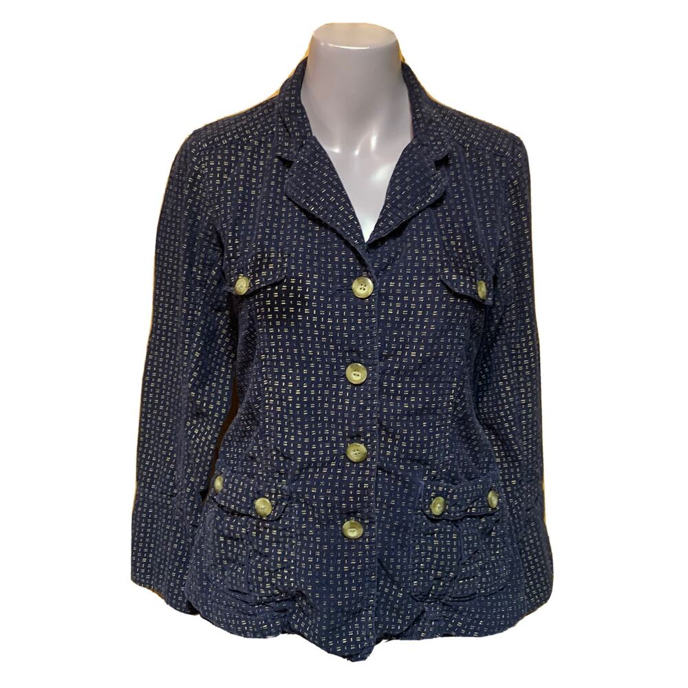Sundance Womens Corduroy Jacket Size XS Navy wGold Western Cottage Core Coat